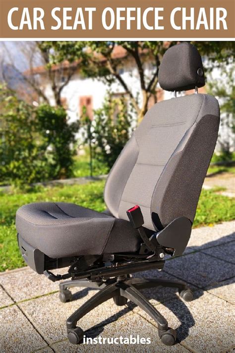 An Office Chair Sitting On Top Of A Sidewalk With The Words Car Seat