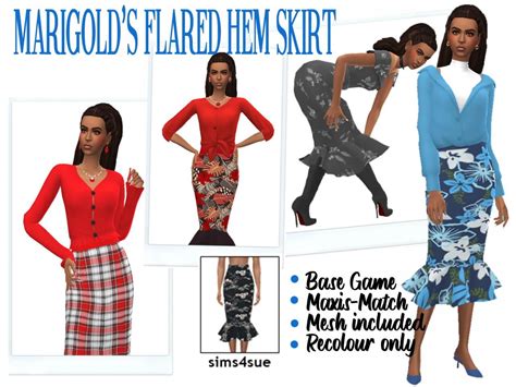 Sims 4 Marigolds Flared Hem Skirt At Sims4sue The Sims Game