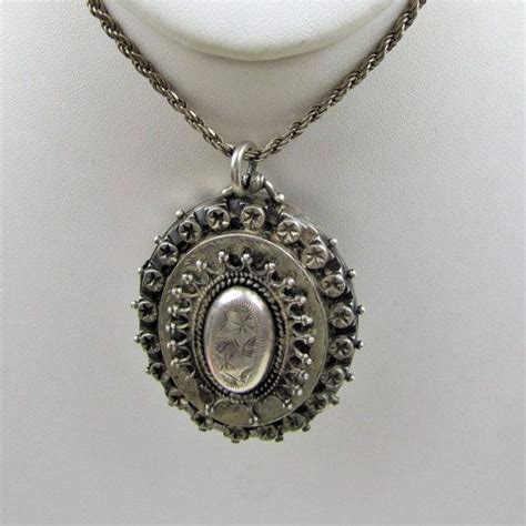English Victorian Sterling Silver Locket Necklace By Mercymadge