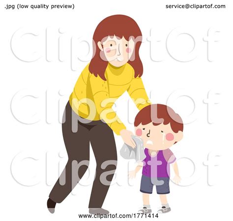 Kid Boy Cry Mom Wipe Tears Illustration By Bnp Design Studio 1771414