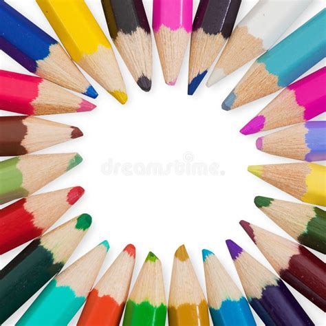 Set Of Color Pencils Arranged In Circle Stock Image Image Of Approved