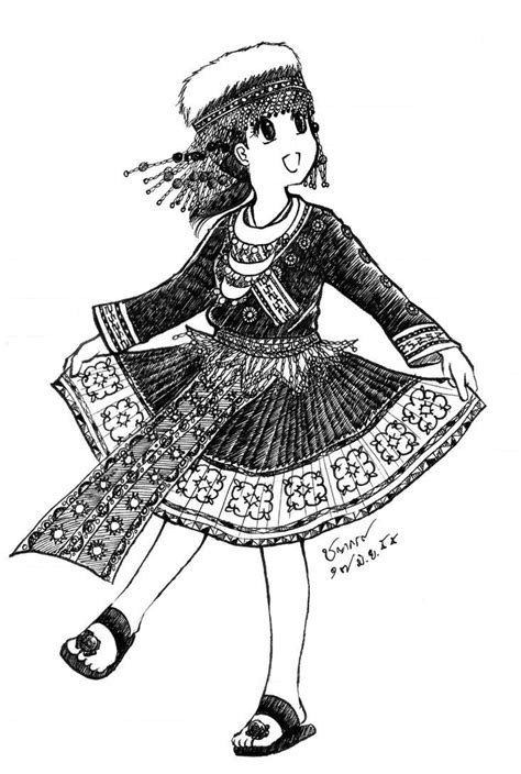 The Hmong Girl By Firodendon Figure Drawing Drawings Dancer Drawing
