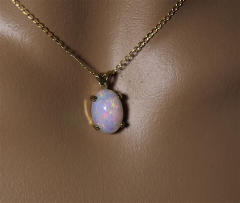 White Opal Necklace Natural Fire Opal Necklace Fire Opal Pendant