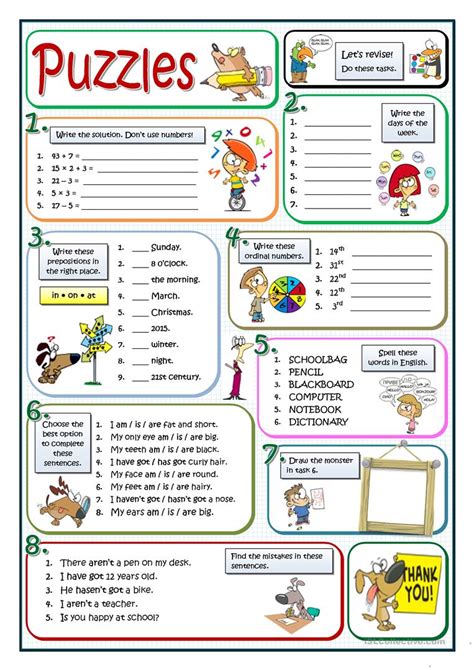They teach english in a school. BASIC PUZZLES worksheet - Free ESL printable worksheets ...
