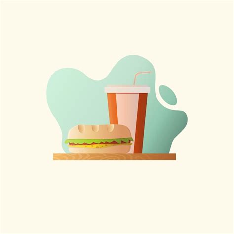 Ilustração de fast food com hambúrguer e coca Vetor Premium