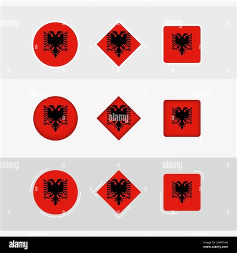 Albania Flag Icons Set Vector Flag Of Albania Three Versions Of Icon