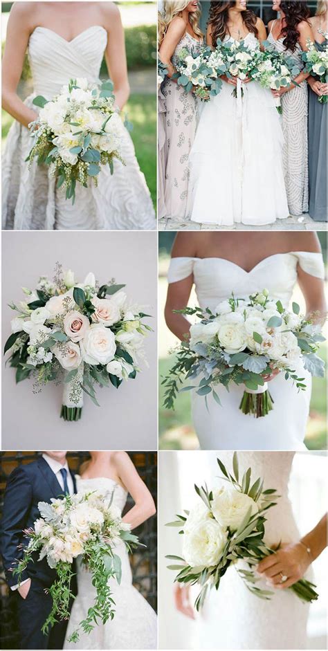 Rustic And Elegant White And Green Wedding Bouquets Green Wedding