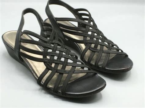 east 5th rousay womens black shoes 1 5 heels sz 7 5 m slingback open toe ebay