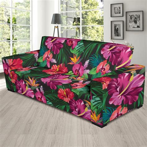 Hawaiian Flower Hibiscus Tropical Sofa Slipcover Jorjune