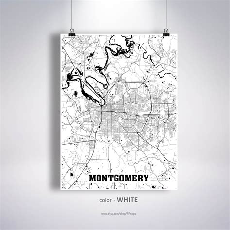 Montgomery Map Print Montgomery City Map Alabama Al Usa Map Etsy