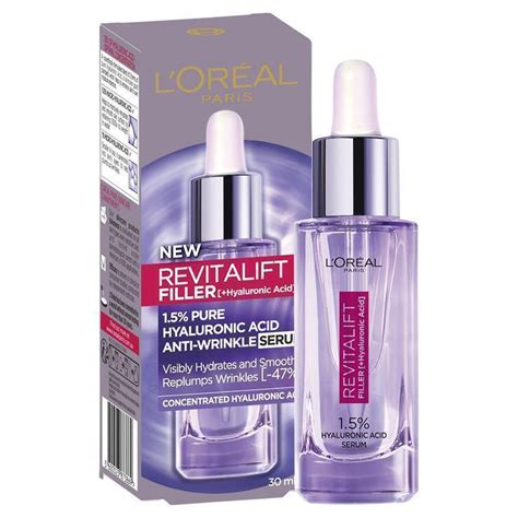 Our highest concentration* of hyaluronic acid plumping serum. L'Oreal Paris Revitalift Filler Hyaluronic Acid Anti ...
