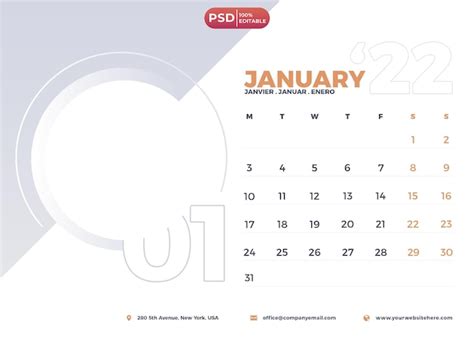 Premium Psd Psd Calendar Design January 2023