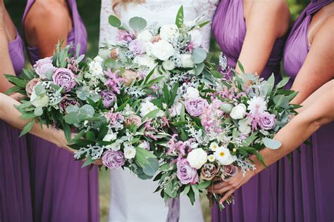 Lavender And White Bouquets With Roses