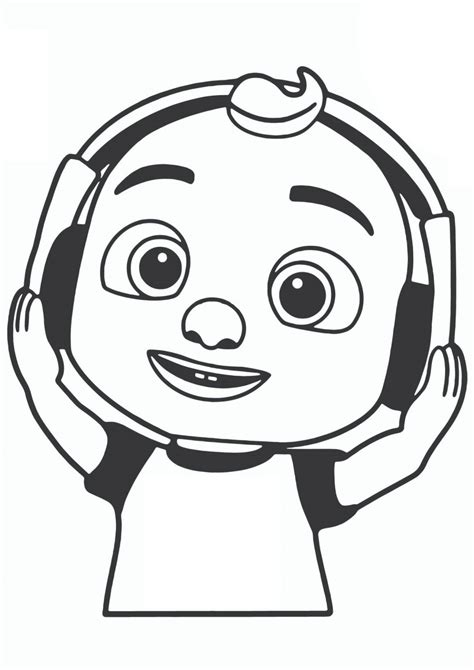 Cocomelon Coloring Pages Jj Listening To Music Coloring With Kids