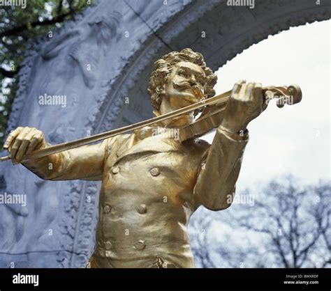 Golden Johann Strauss Monument Classical Music Composer Austria Europe