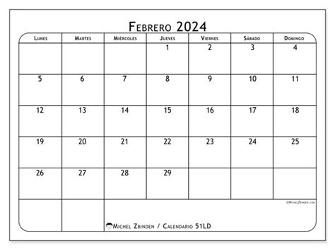 Calendario Febrero 2024 51 Michel Zbinden ES