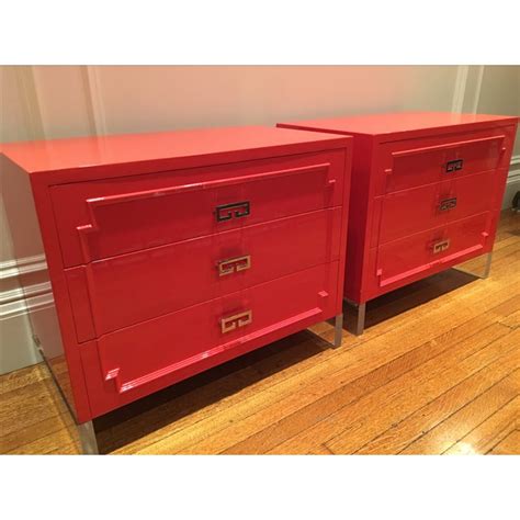 Only genuine antique dressers approved. Orange Lacquered Matching Chests/Dresser - 2 | Chairish