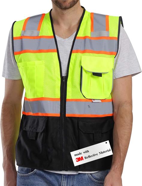 Dib Safety Vest Reflective With Pockets And Zipper High Visibility