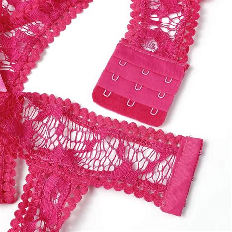 Buy Aranmei Women Sexy Lingerie Set With Garter Belt Hollow Floral Lace Bra And Panties Set 3