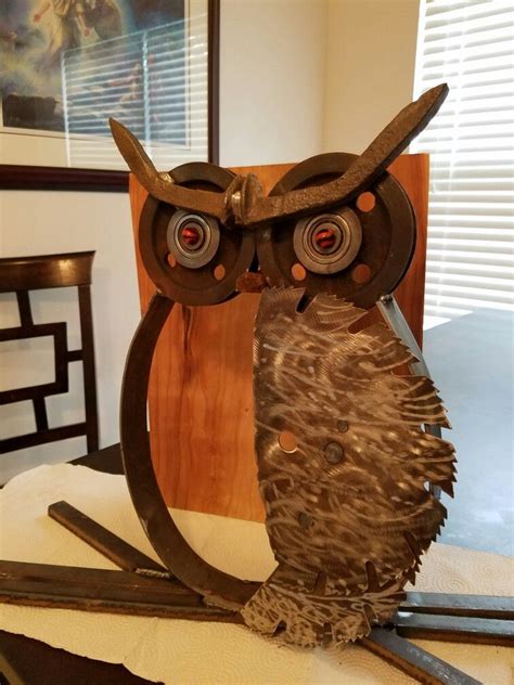 Large Metal Art Owl By Lou Braddy