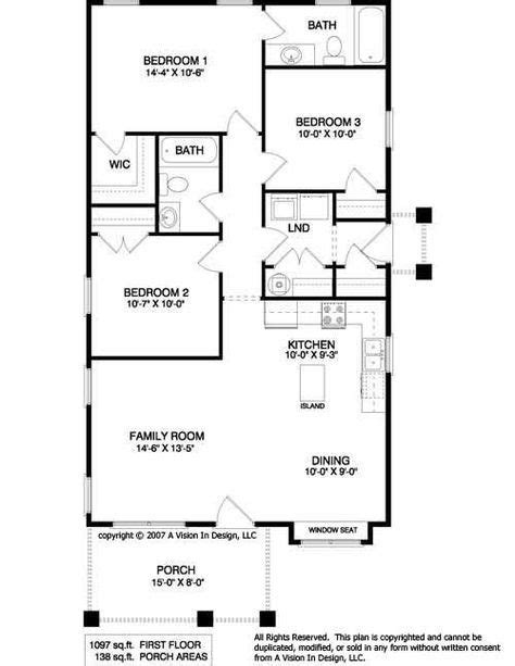 Not much can be simpler than building this ranch home plan. Small Home Designs | Ranch House Plan | Small House Plans | Small Three Bedroom… | Simple floor ...