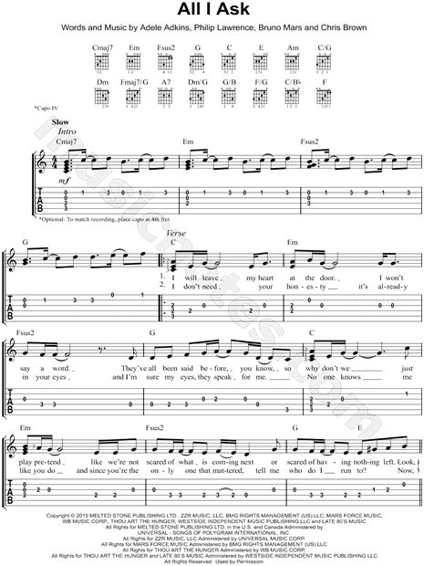Check spelling or type a new query. Adele "All I Ask" Guitar Tab in C Major - Download & Print ...