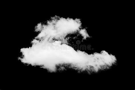 Single White Cloud Isolated On Black Background Stock