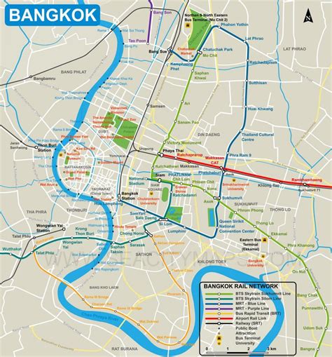 Bangkok Pusat Kota Peta Peta Pusat Kota Bangkok Thailand