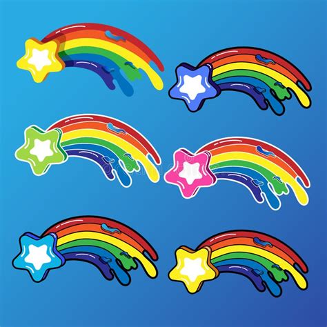 Set Of Vector Rainbow Stars Stickers Stock Vector Illustration Of