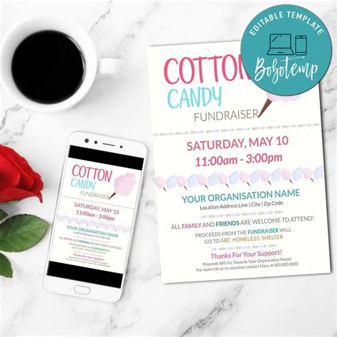 Cotton Candy Fundraiser Flyer Customizable Template Diy Bobotemp