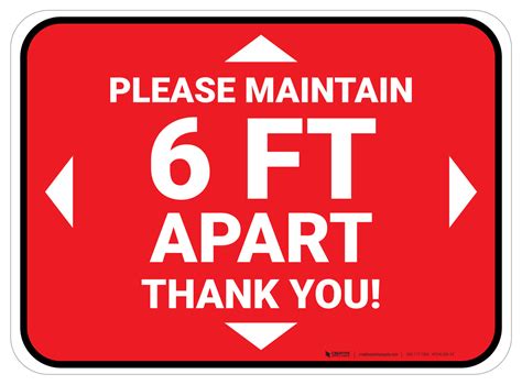 Please Maintain 6 Ft Apart Thank You Red Rectangle Floor Sign