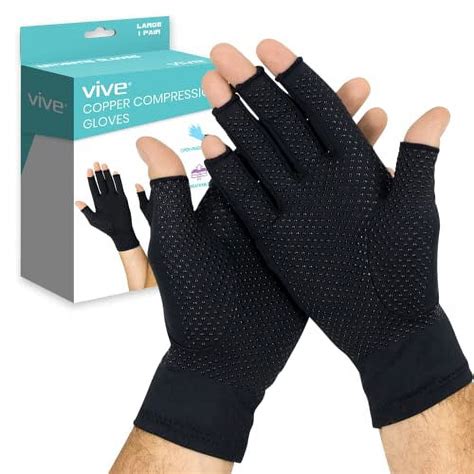 Vive Fingerless Arthritis Gloves For Men Women Made W Copper Infused