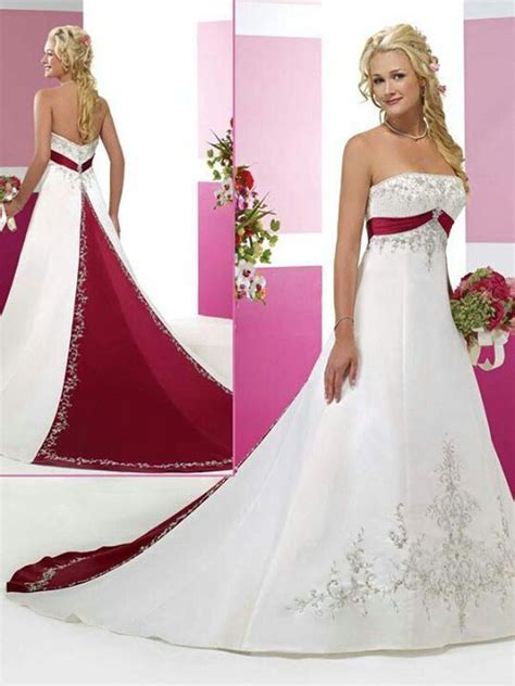 To bring your color scheme into your tablescape, choose white plates with red rims. 20 best images about Wedding Dresses with Red Trim on ...