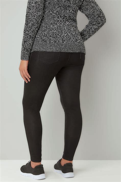 Black Washed Ultimate Comfort Stretch Jeggings Plus Size 16 To 36