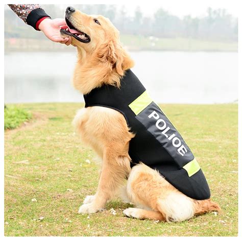 New Large Dogs Wear Uniforms Pet Police Uniform Reflective Vest Large