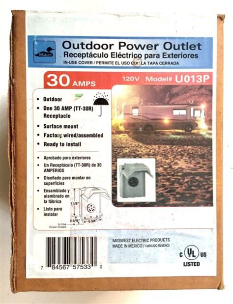 Midwest 30 Amp 120v Rv Outdoor Power Outlet Uo13p For Sale Online Ebay