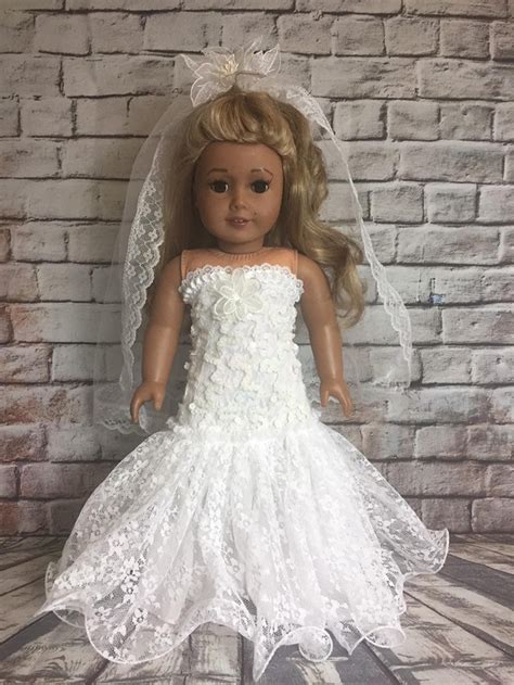 American Girl Custom White Sparkle Mermaid Bridal Set Or First Etsy Doll Wedding Dress