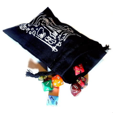 Dnd Dice Bag Black Dungeons And Dragons Weapons Dicebag Etsy