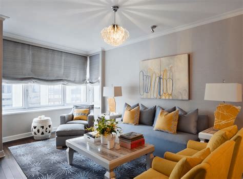I have recently moved into a rented house where the living room is painted bright yellow, has an almost red blind, and blue carpet. Beautiful Gray Living Room Ideas