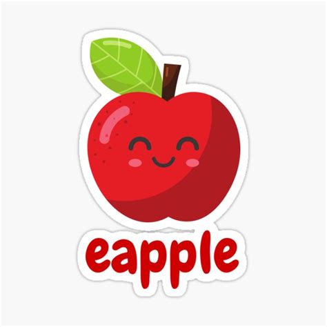 Eapple Cute Red Apple Sticker For Sale By Jhonliebert Redbubble