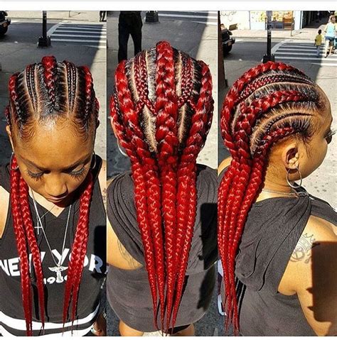 Red Braided Hairstyle Feed In Braids Hairstyles Natural Hair Styles