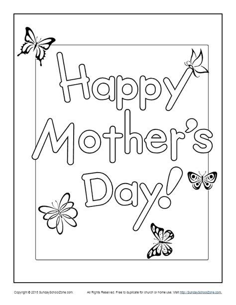 Happy Mothers Day Coloring Page Childrens Bible Activities Sunday