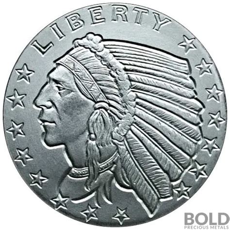 1 Oz Incuse Indian Silver Round Bold Precious Metals