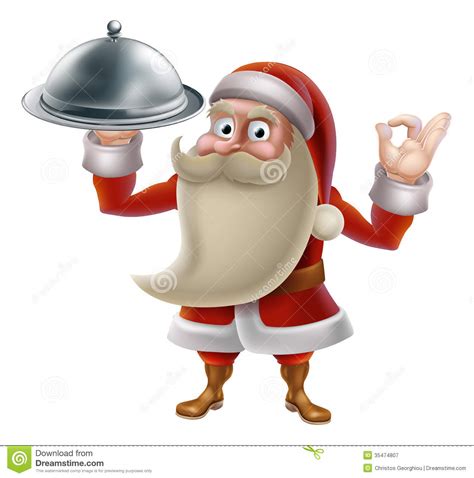 Santa Cooking Christmas Food Stock Vector Illustration Of Silver