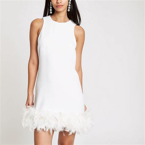 white feather trim swing dress swing dresses dresses women tryapp dresses white