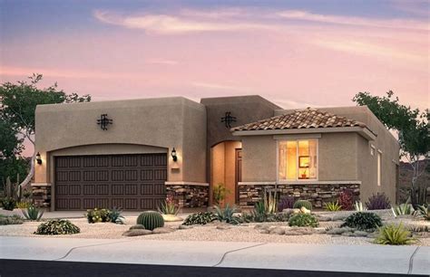 Pueblo Style Home Design With Flat Roof And Stucco Exterior Flat Roof