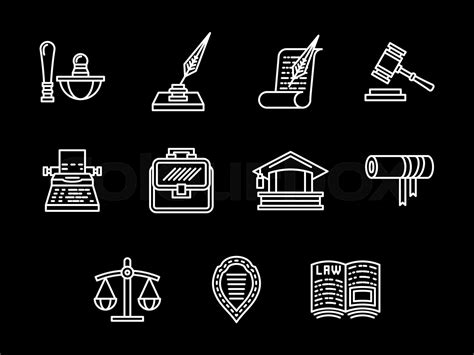 Legal Regulations White Line Vector Icons Set Stock Vector Colourbox