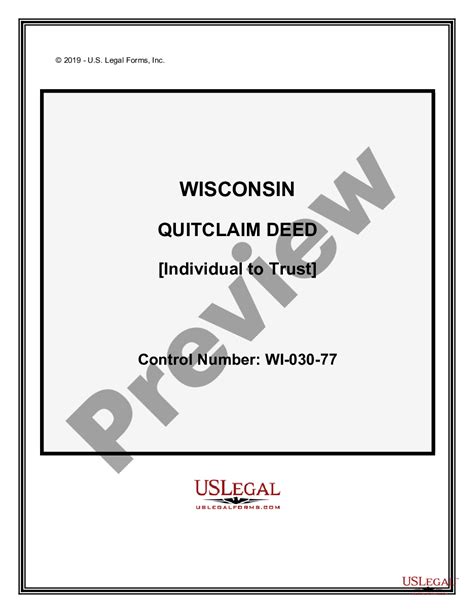 Green Bay Wisconsin Quitclaim Deed From Individual To Trust Wi Trust