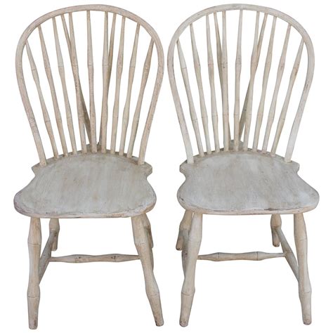 Birch lane™ beckman metal amazon.com: Pair of 19th Century White Painted Windsor Chairs at 1stdibs