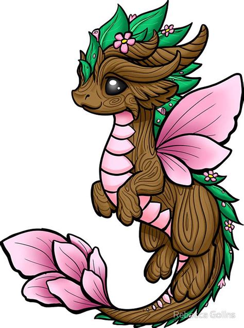 Flower Dragon Elemental Sticker By Rebecca Golins Cute Dragon Drawing Dragon Art Dragon Pictures